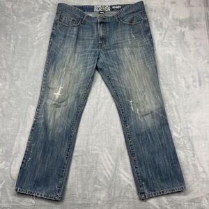 Vtg Y2k Kenneth Cole Reaction Straight Jeans Mens 38x30 Blue Distressed 5 Pocket
